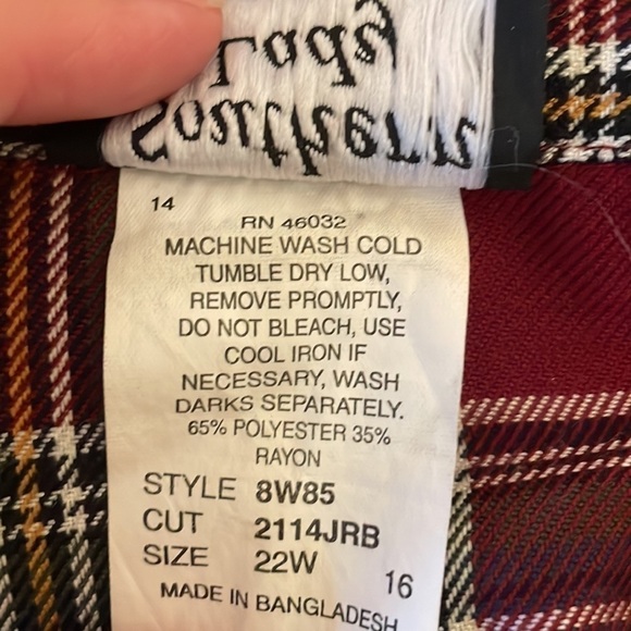 Southern lady women’s shirt 22w jacket shacket plaid Vintage red button up - Picture 6 of 7